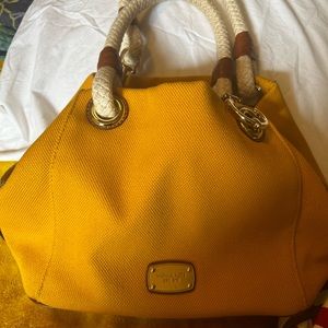 Michael Kors yellow fabric purse